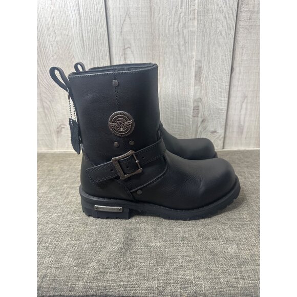 Milwaukee Leather Mens Black Biker Boots 8.5 EEEE Wide Genuine Leather - Picture 2 of 10